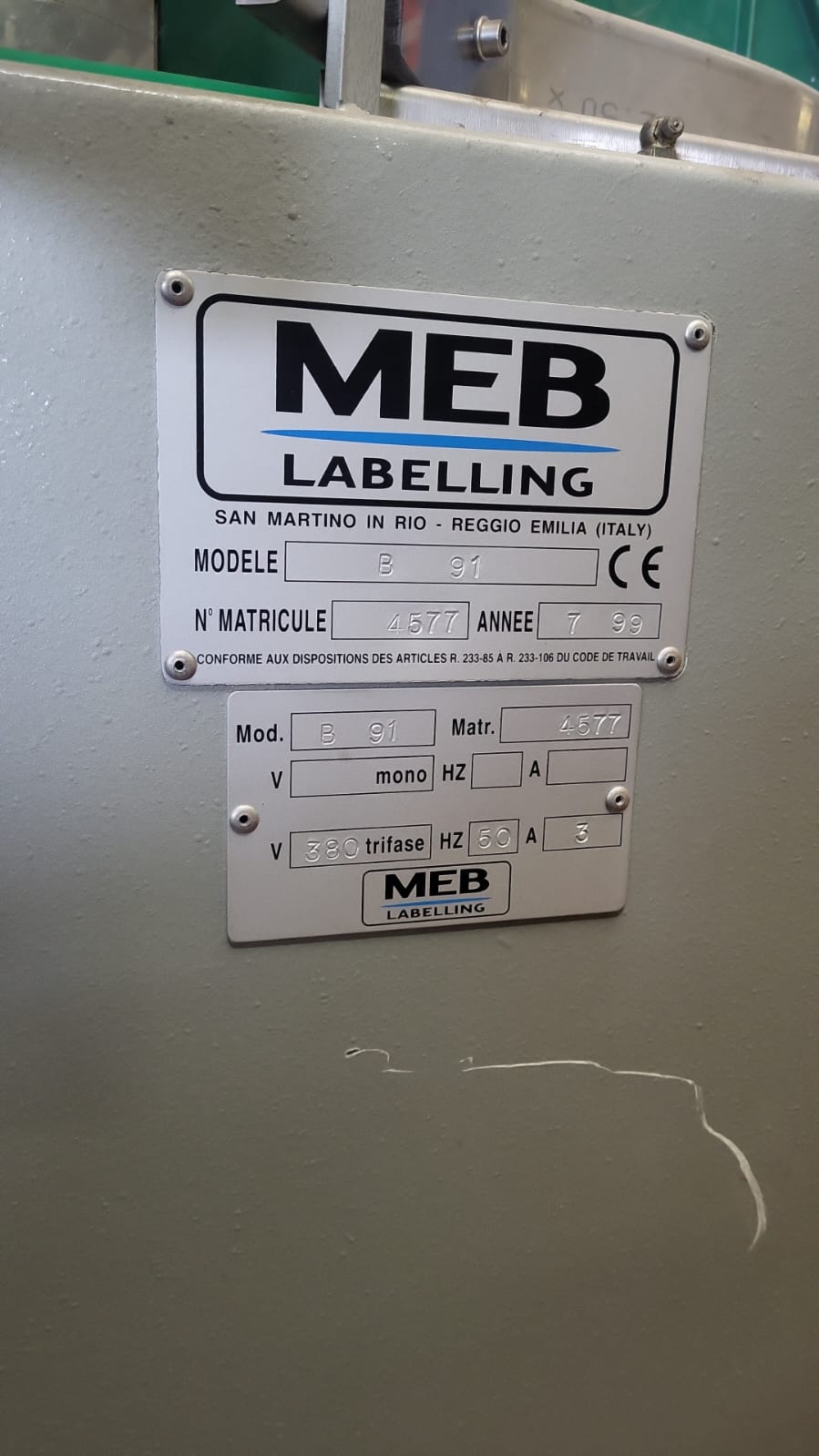 Etiqueteuse MEB B91M neuve